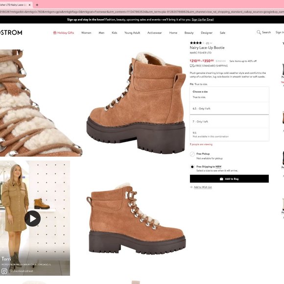 Marc Fisher Marc Fisher LTD Nairy Lace-Up Bootie | Shoes - Picture 5 of 5